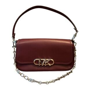 Michael Kors Parker medium convertible pouchette shoulder bag, leather, merlot​